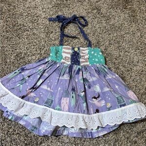Whimsical Purple and Green Halter Dress
